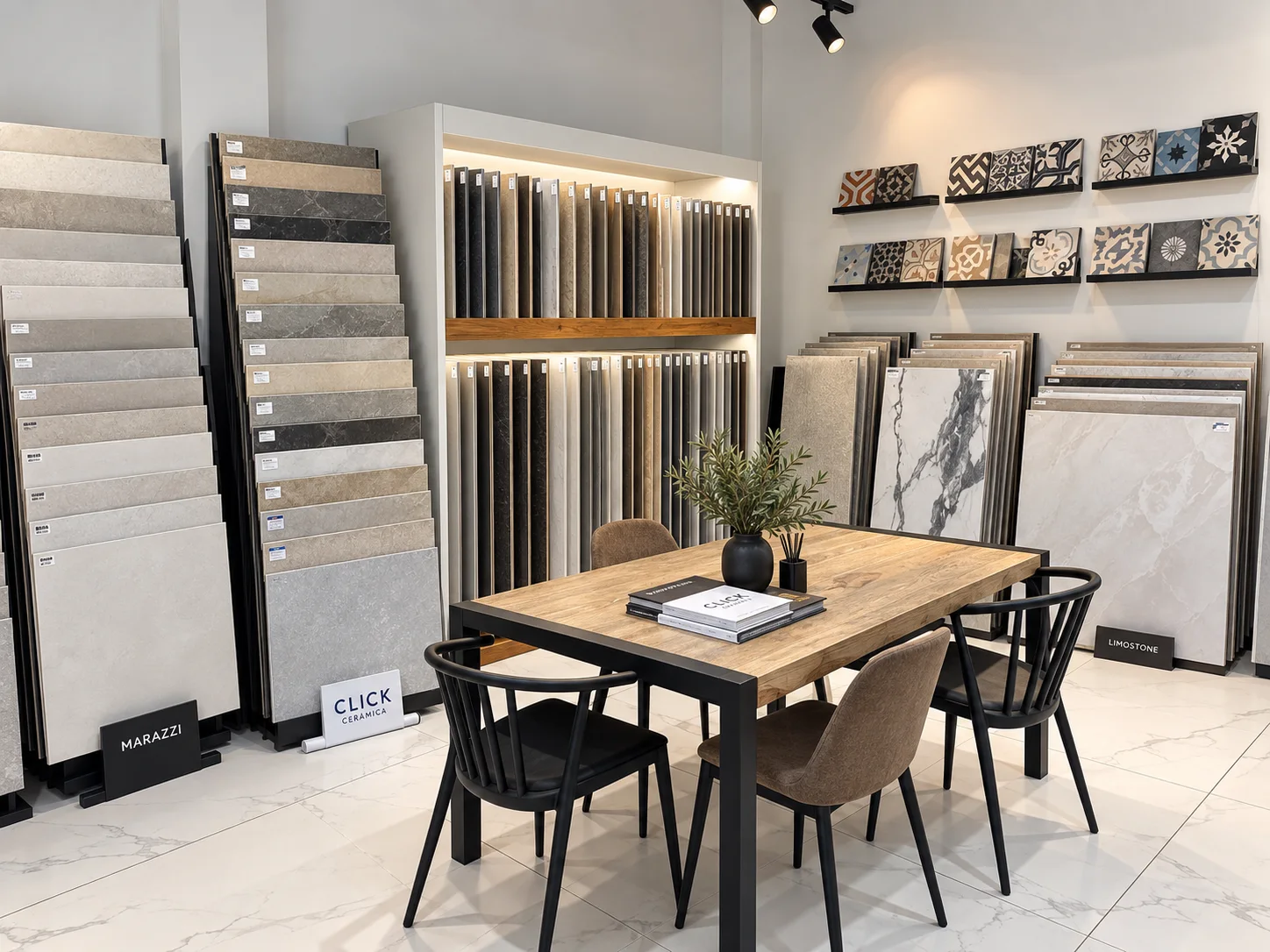 Outlet de cerámica en Gandia, zona de stock en el almacén de Xaixo Home